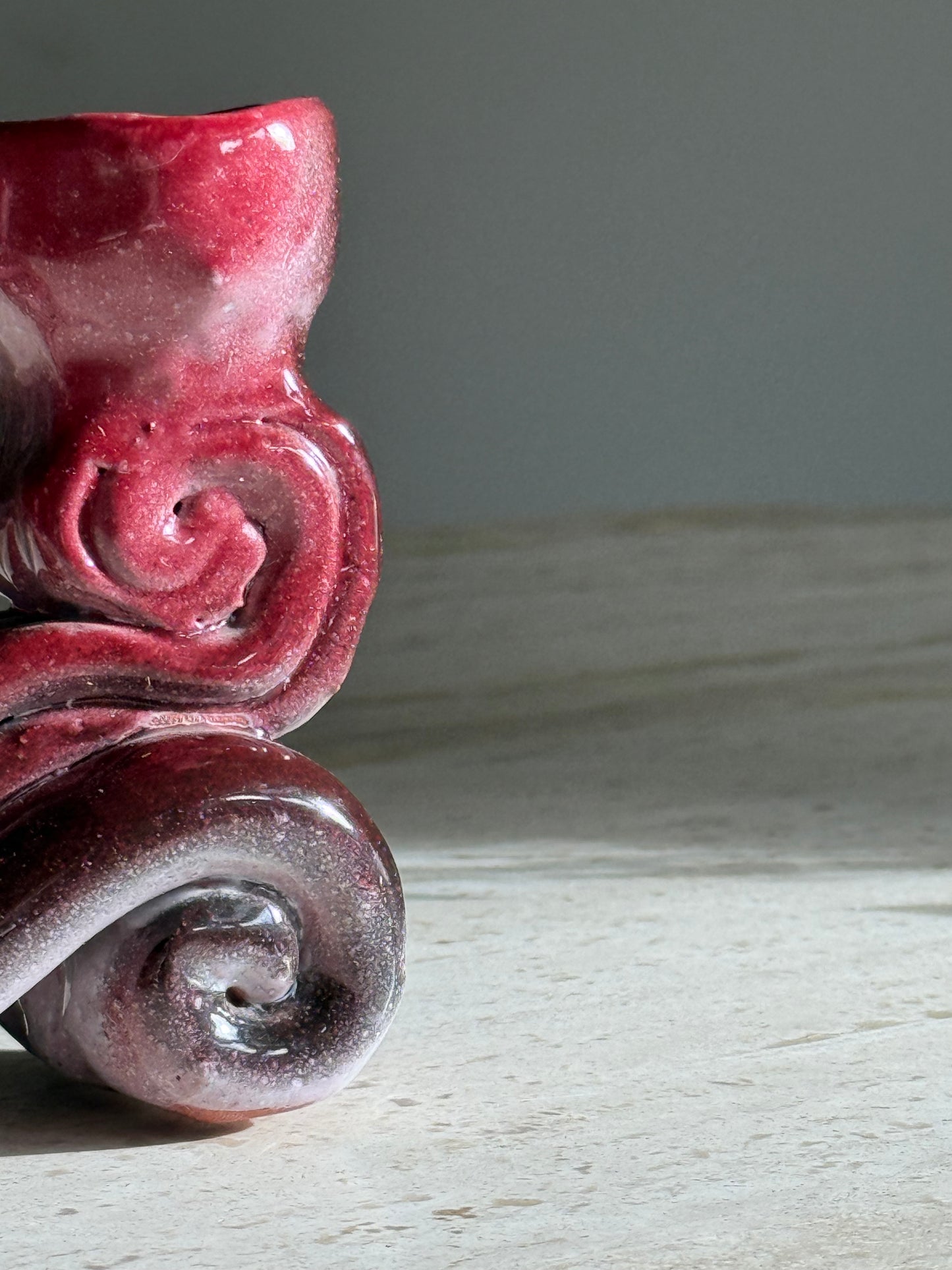 French Vallauris Burgundy Candelabra Curls