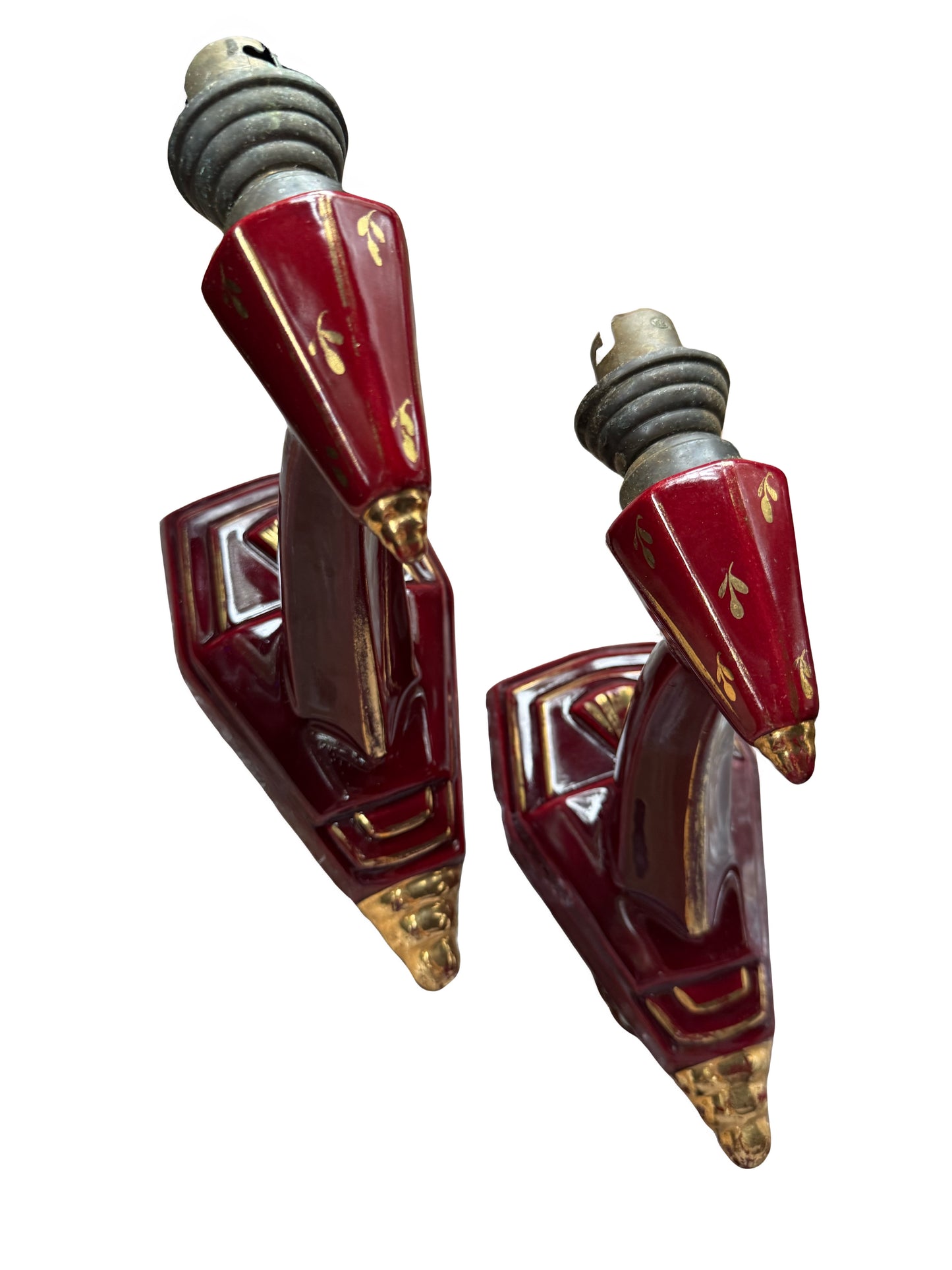 Vintage Wall lights gold and burgundy France