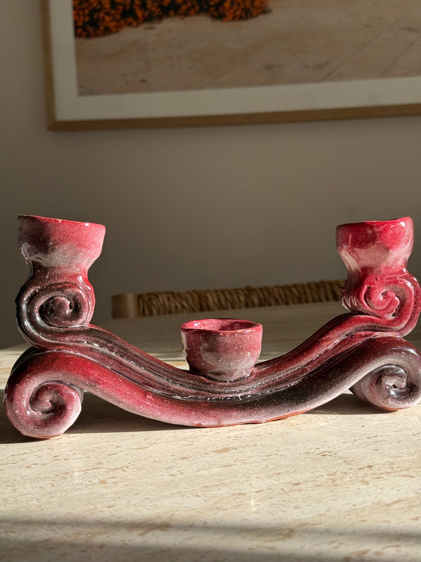 Vintage 3 Candlestick France Ceramics