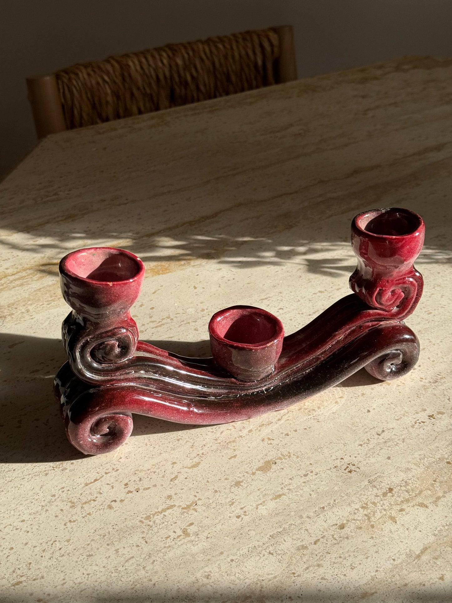 Candlestick Handmade France Red