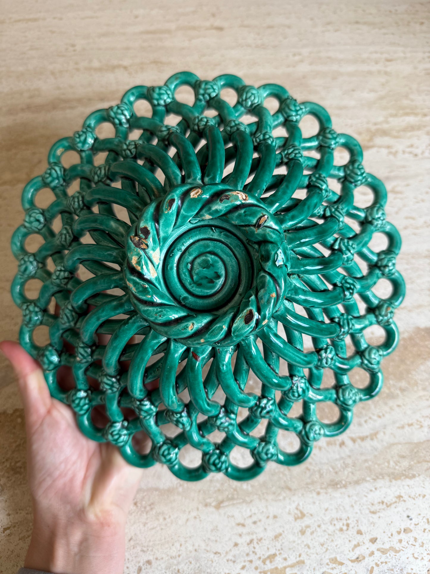 Handmade painted French ceramic dish
