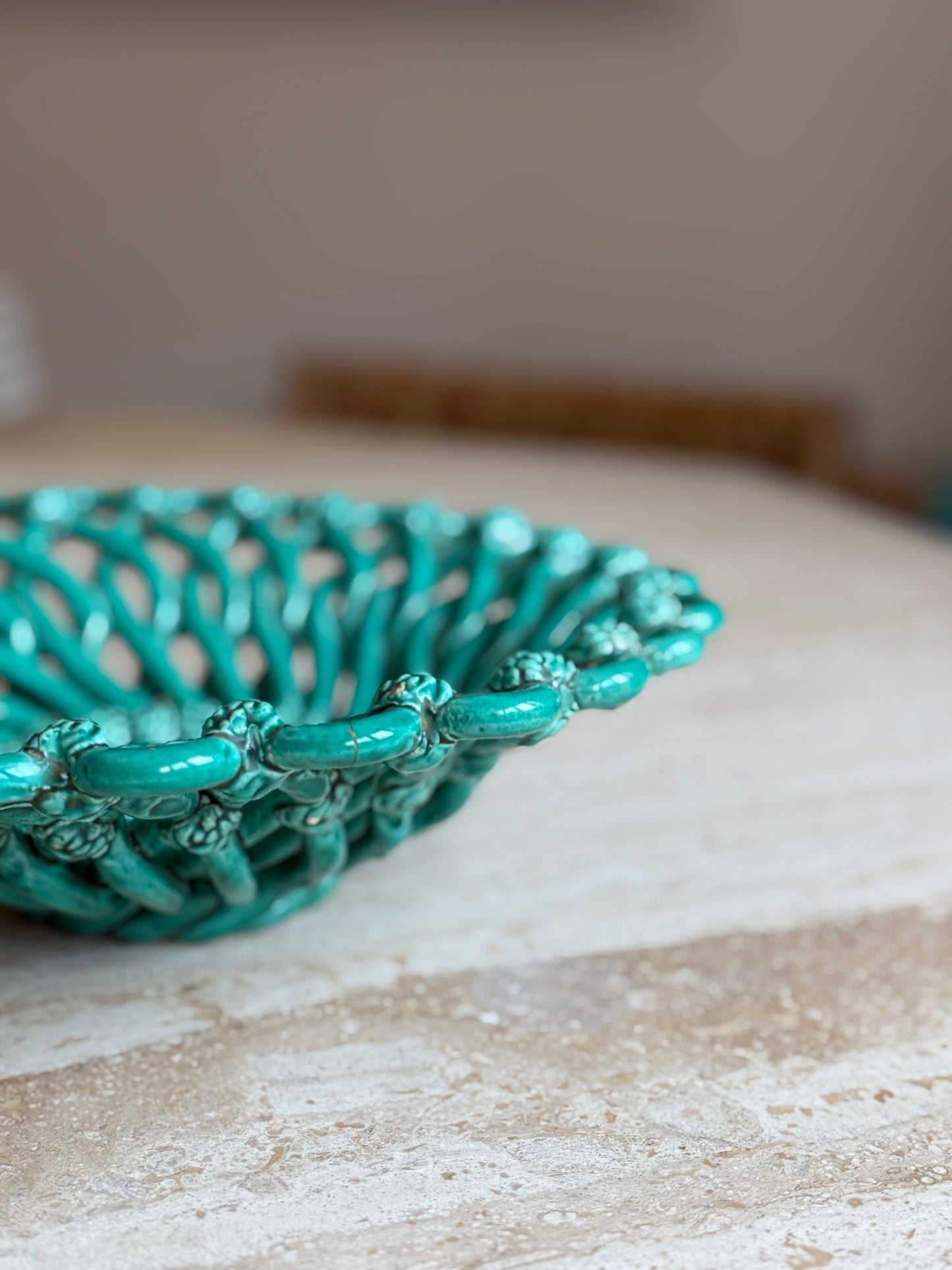 Green Majolica 1950's French vintage Bowl