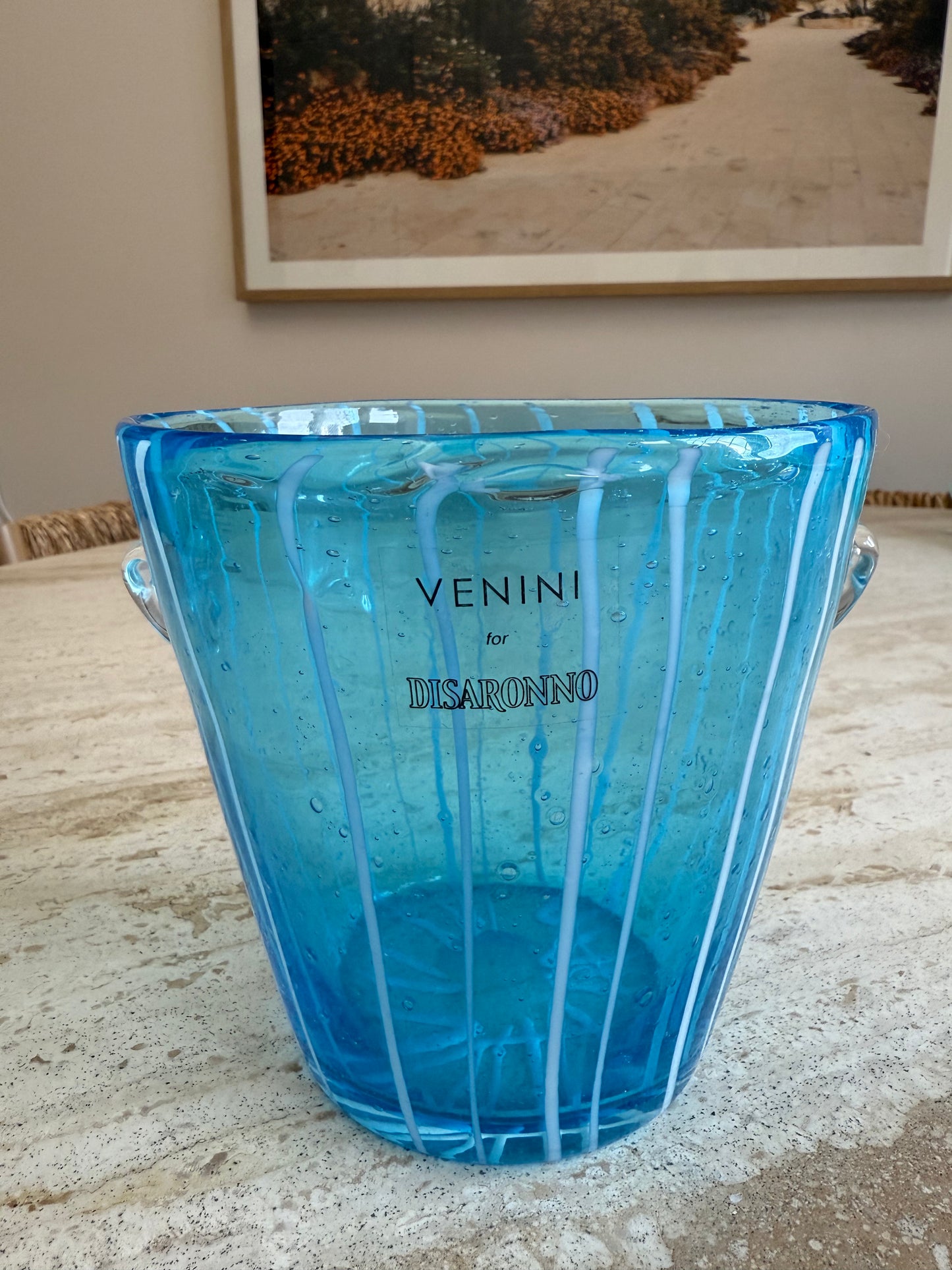 Venini Murano Blue Champagne Bucket Vase