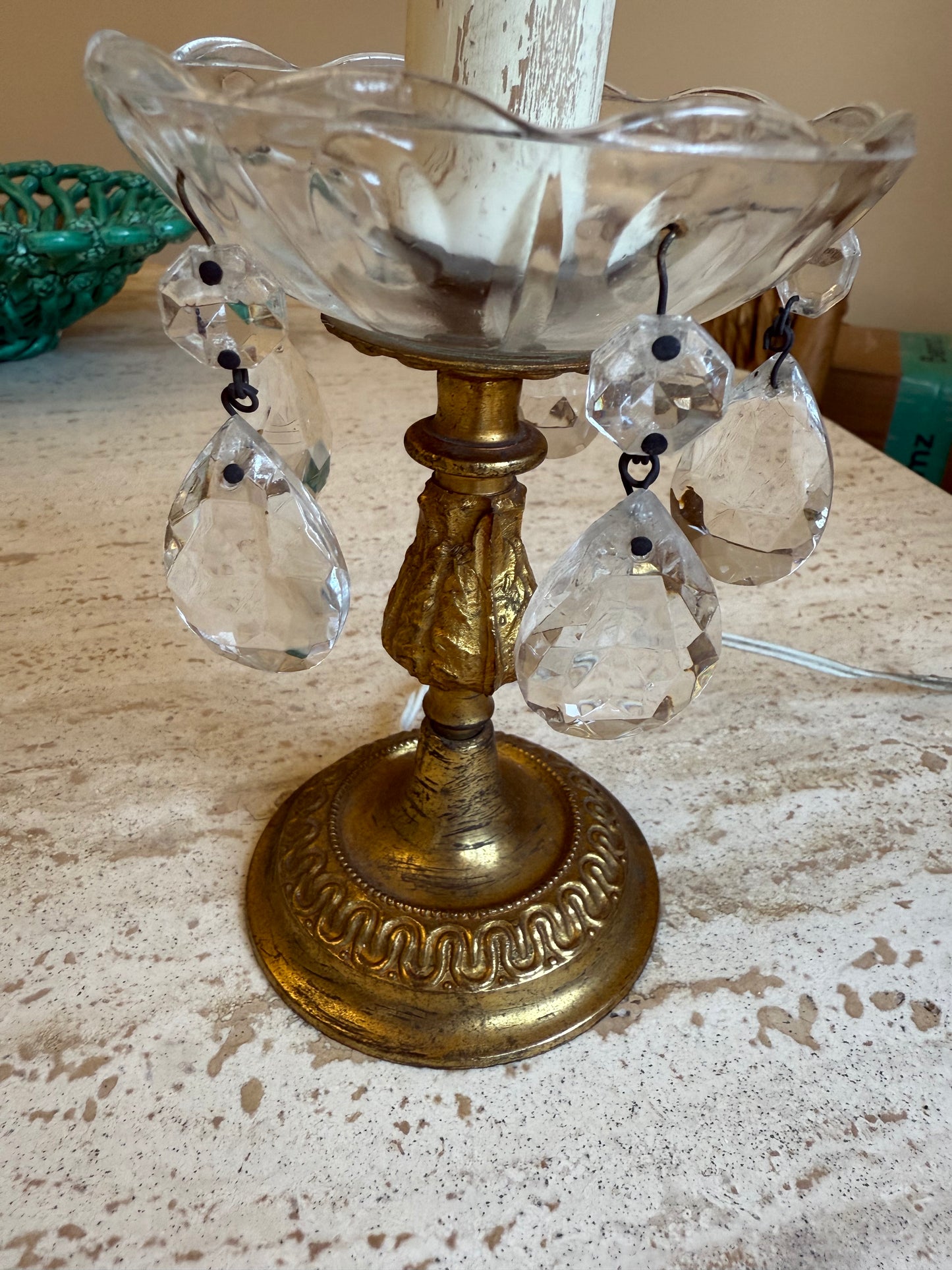 Chandelier Table Lamp with Linen Shade