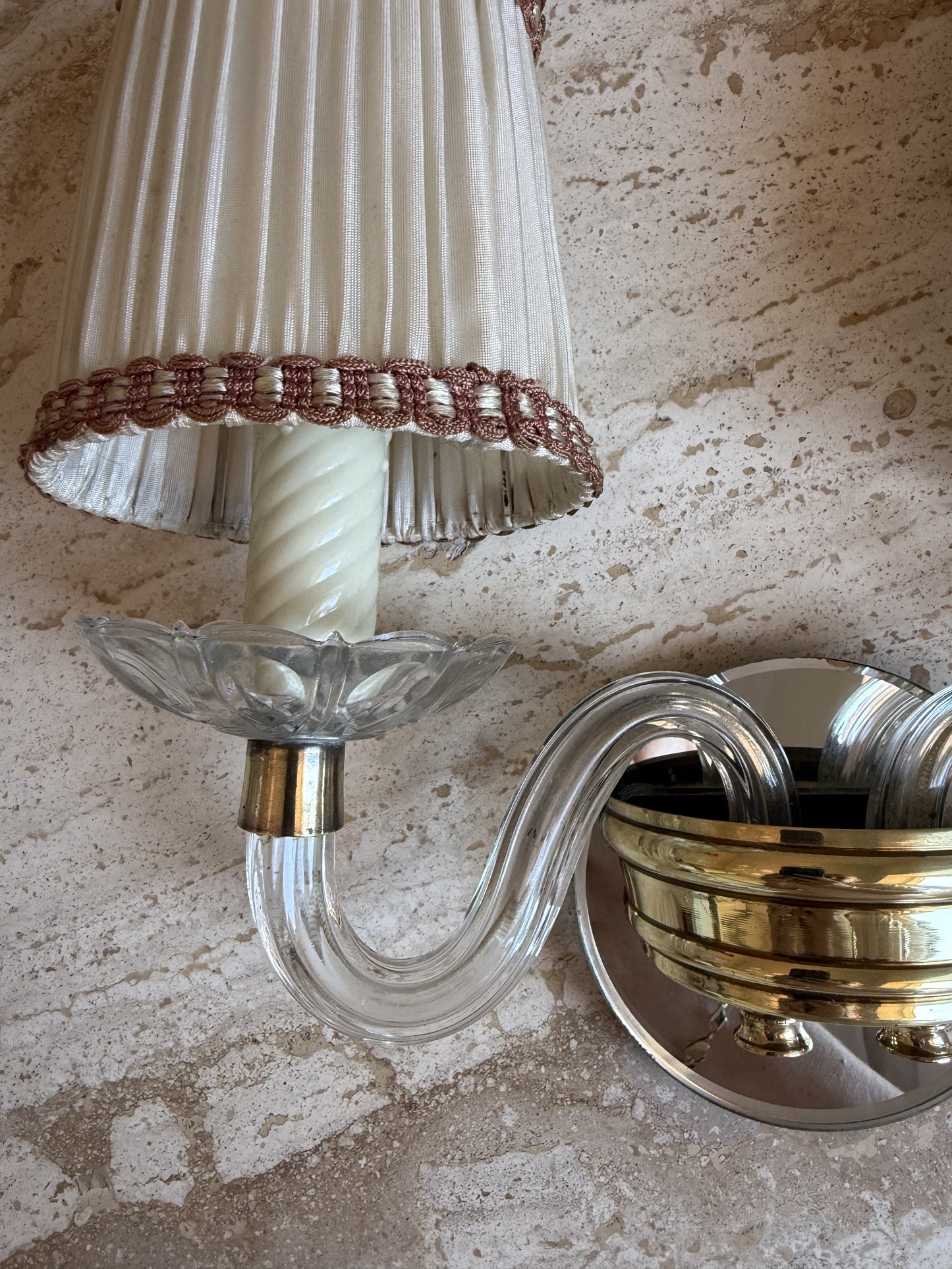 Brass and Glass Wall Light 1950's french vintage