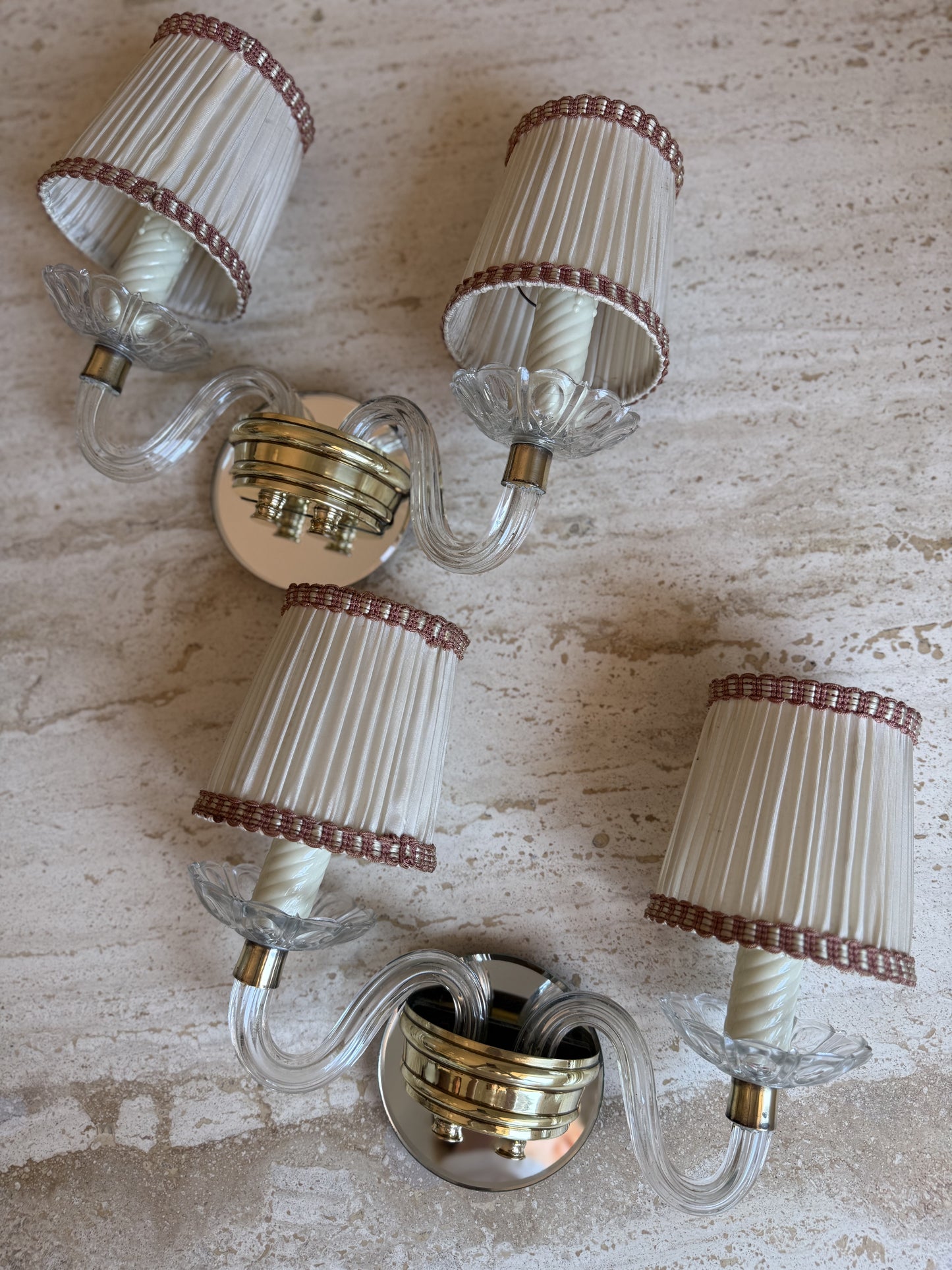 Vintage French Sconces with Murano glass