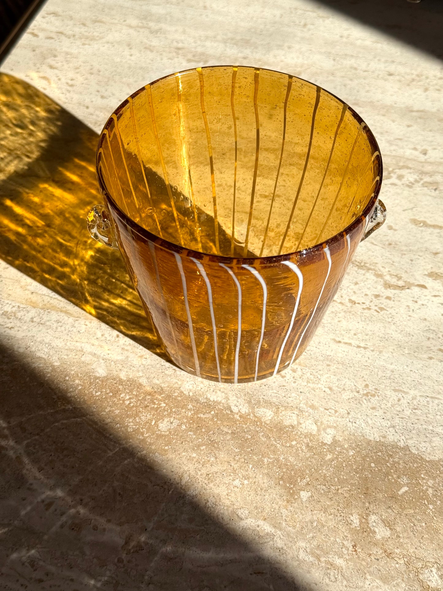 Vintage murano white striped wine champagne bucket
