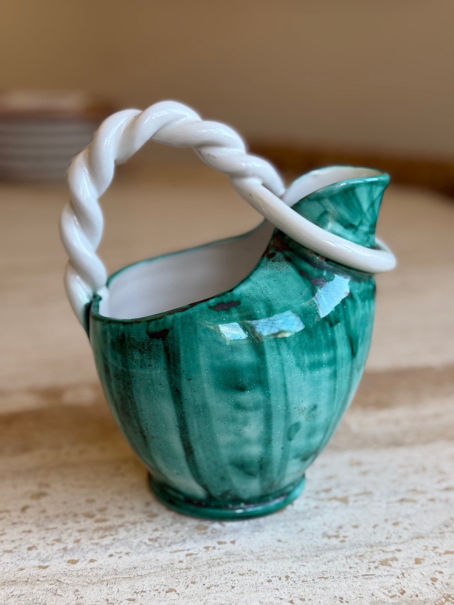 Green and White Italian Vintage Jug