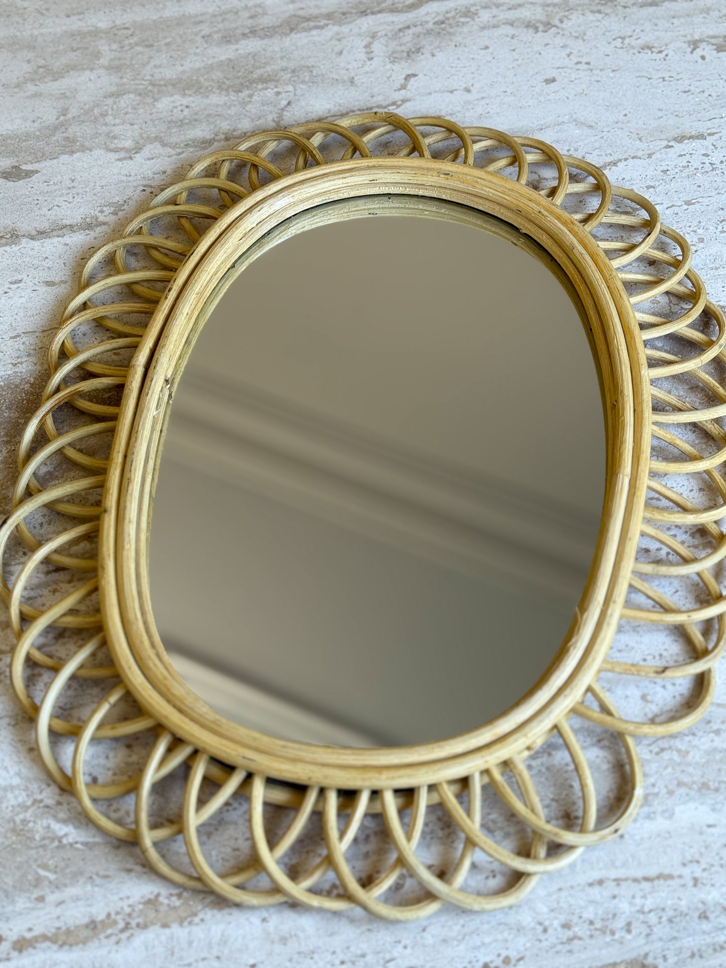 Vintage Italian Rattan Mirror