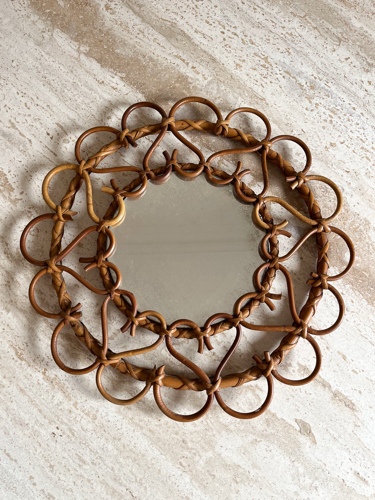 1970's French Rattan Mirror