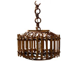 Mid-Century Italian Rattan and Bamboo Pendant Light (Franco Albini Style)