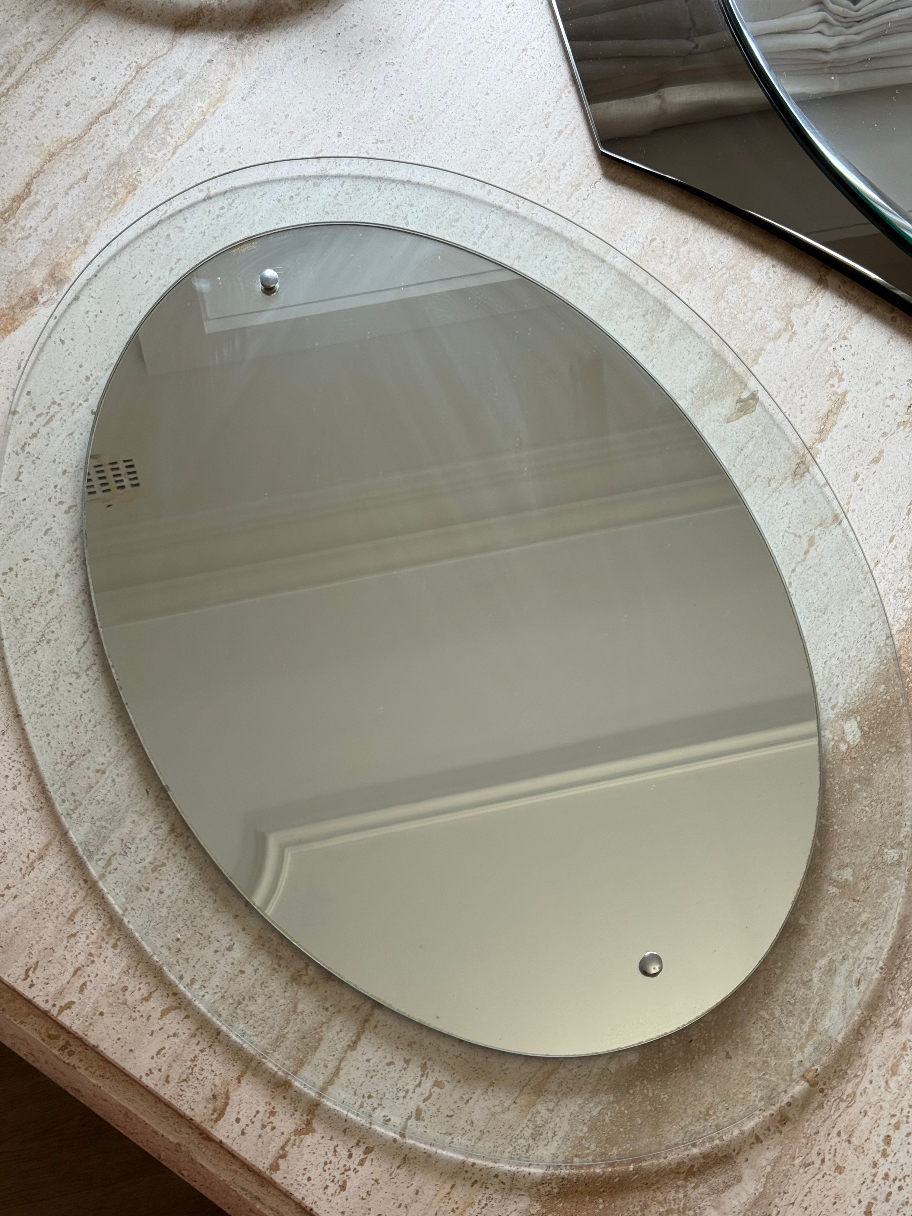 Vintage Oval Italian Mirror Clear Border by Antonio Lupi