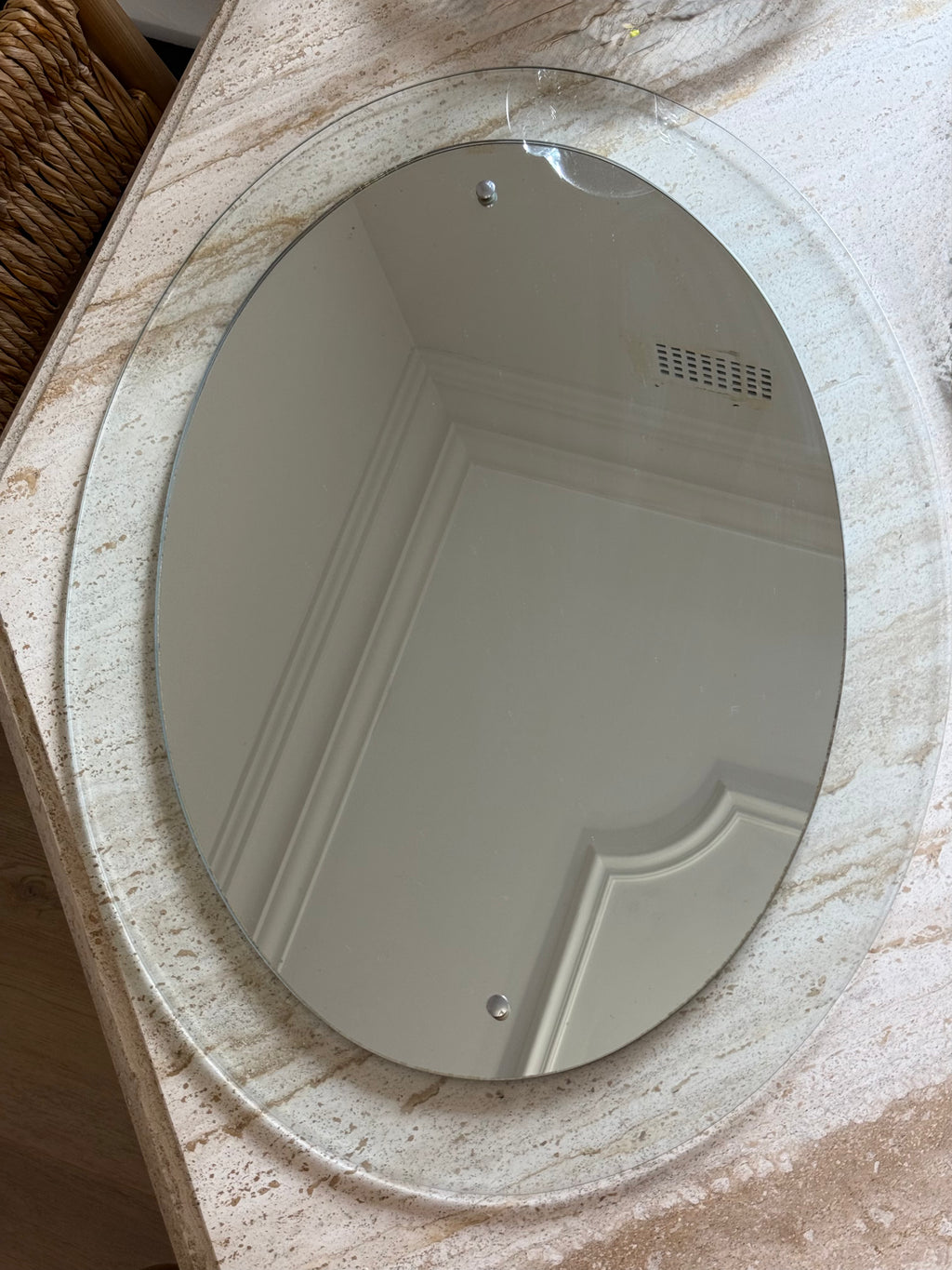 Vintage Oval Italian Mirror Clear Border by Antonio Lupi