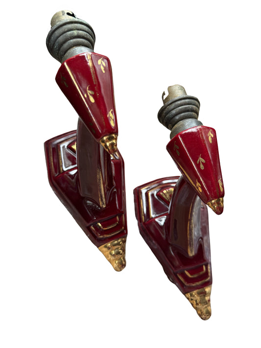 Vintage Wall lights gold and burgundy France