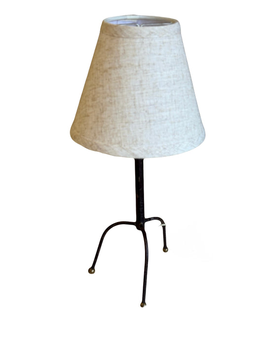 French Iron Lamp with Linen Shade