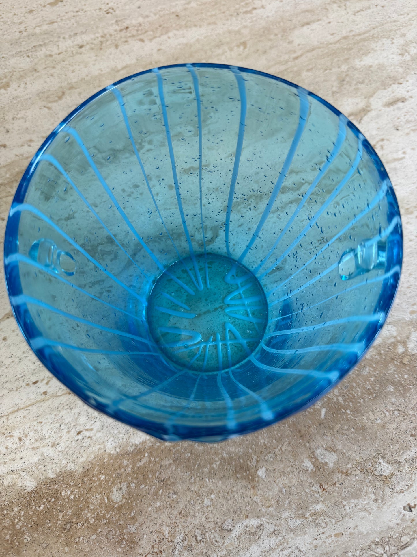 Venini Murano Blue Champagne Bucket Vase