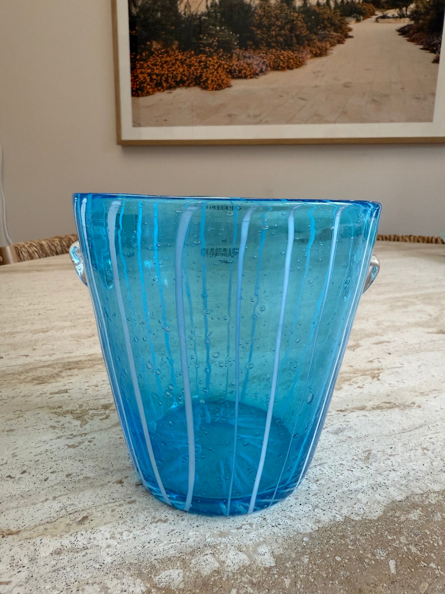 Venini Murano Blue Champagne Bucket Vase