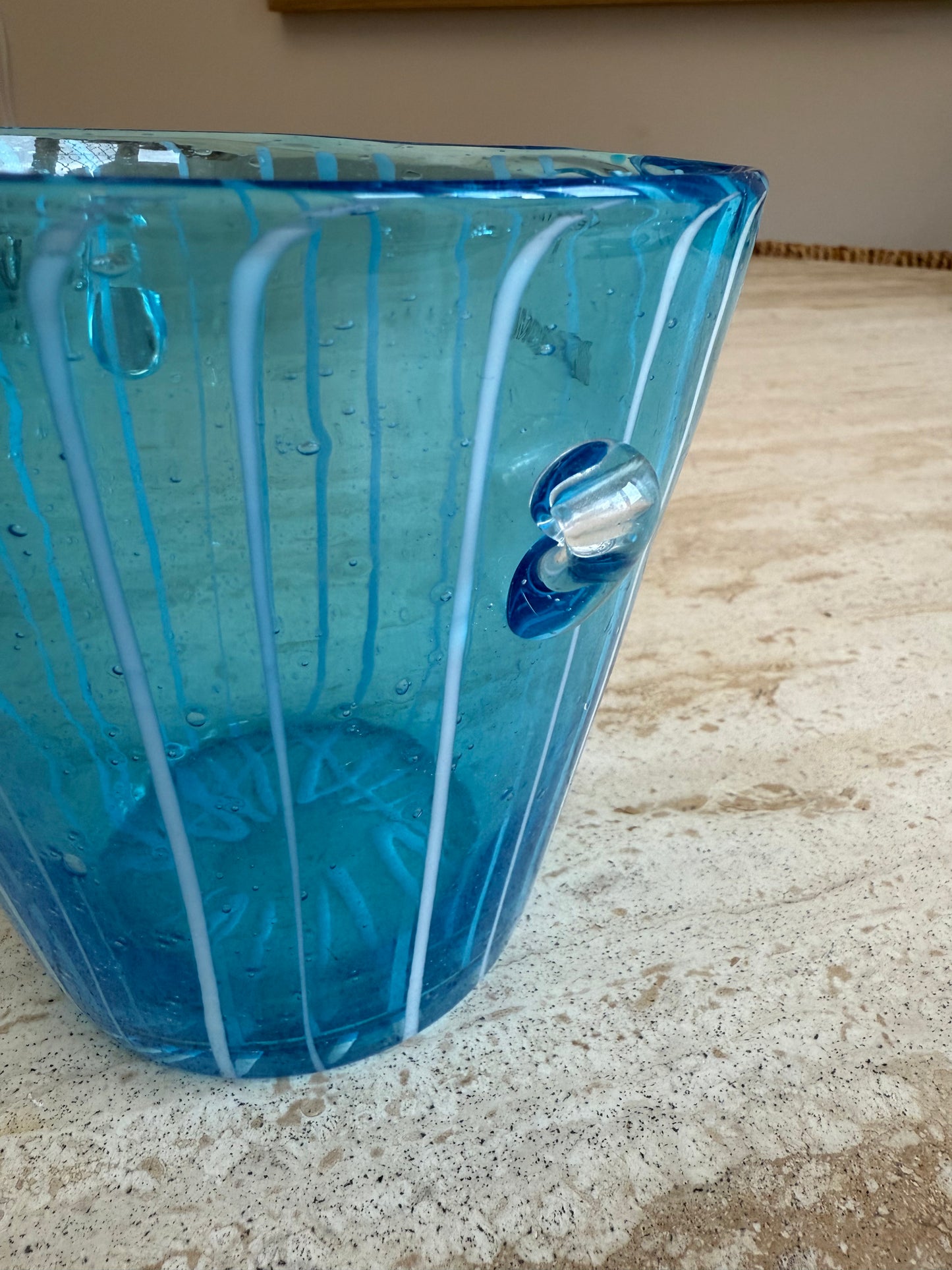 Venini Murano Blue Champagne Bucket Vase