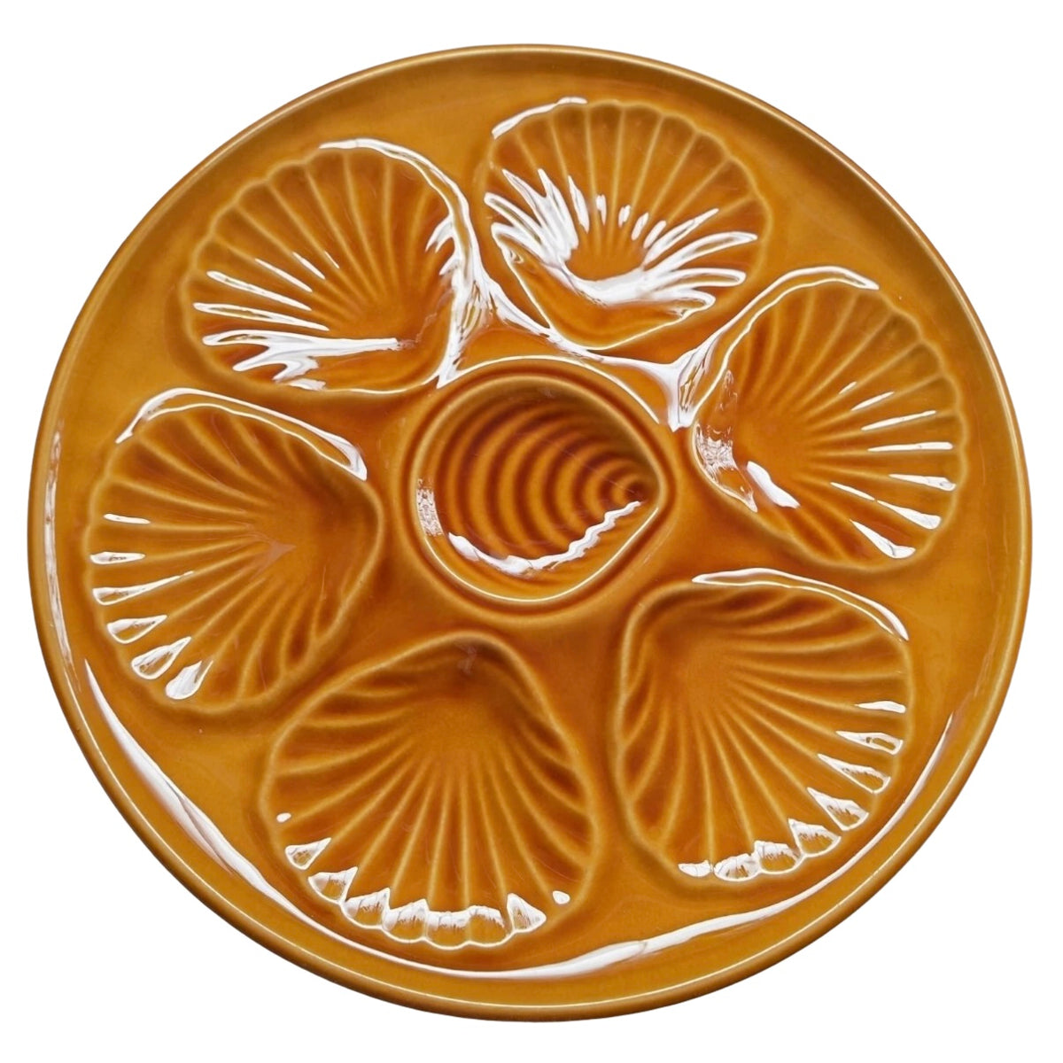 Vintage French Barbotine Oyter Plate (4 available)