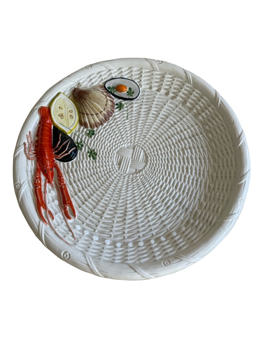 Majolica woven seafood plate large