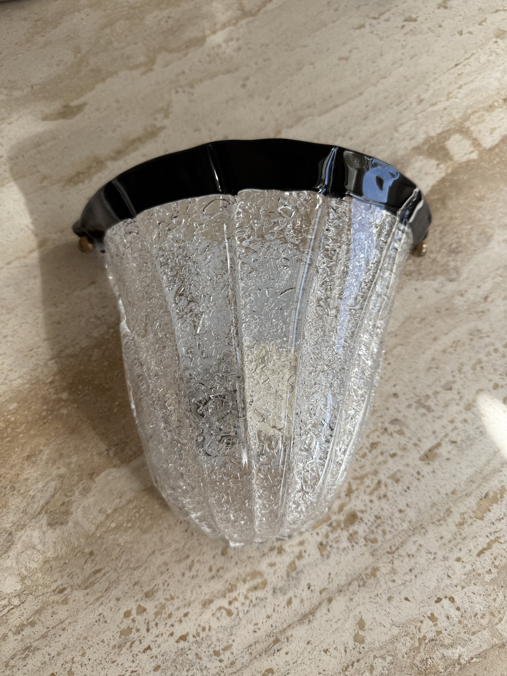 Murano Glass Sconce Black and Clear