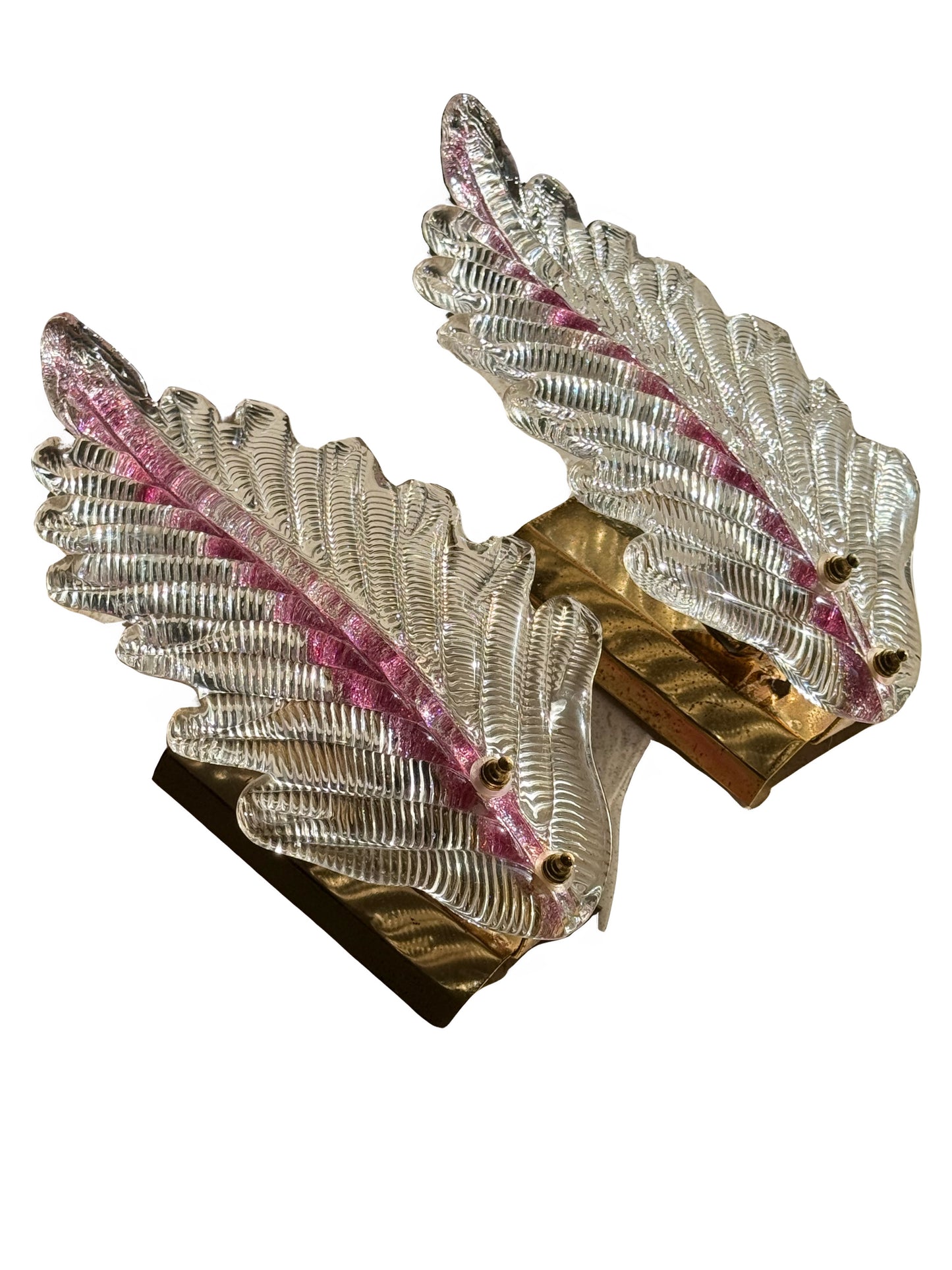 Pair of Murano Petal Clear and Pink Barovier Wall Lights