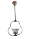 A vintage-style glass chandelier with a fluted glass canopy, twisted glass stem, and matching twisted glass support ring holding a fluted glass bowl shade, isolated on a white background.