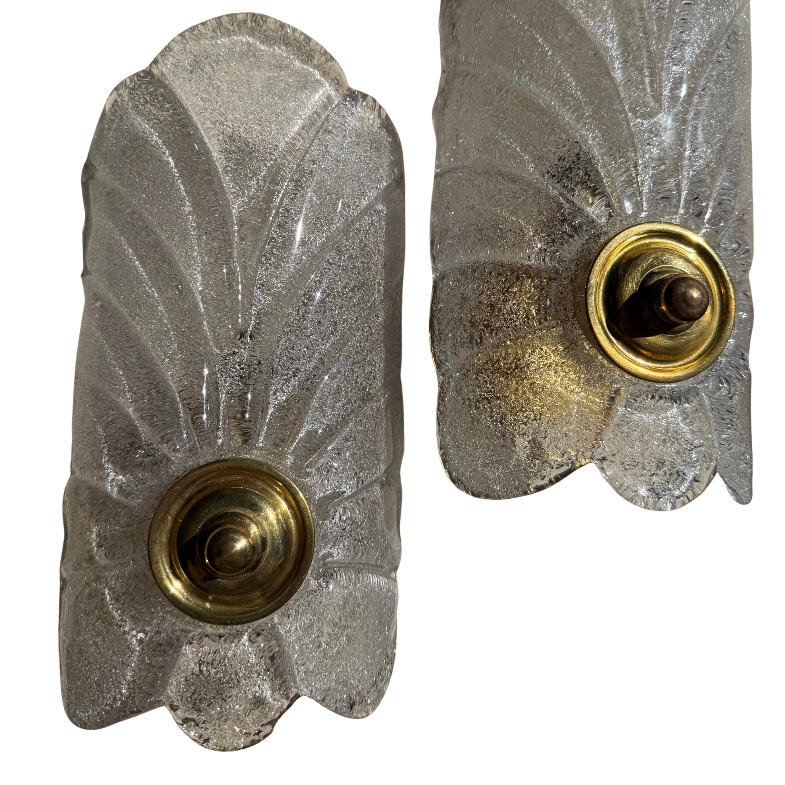 Pair of Murano Leaf Wall Sconces 1970's