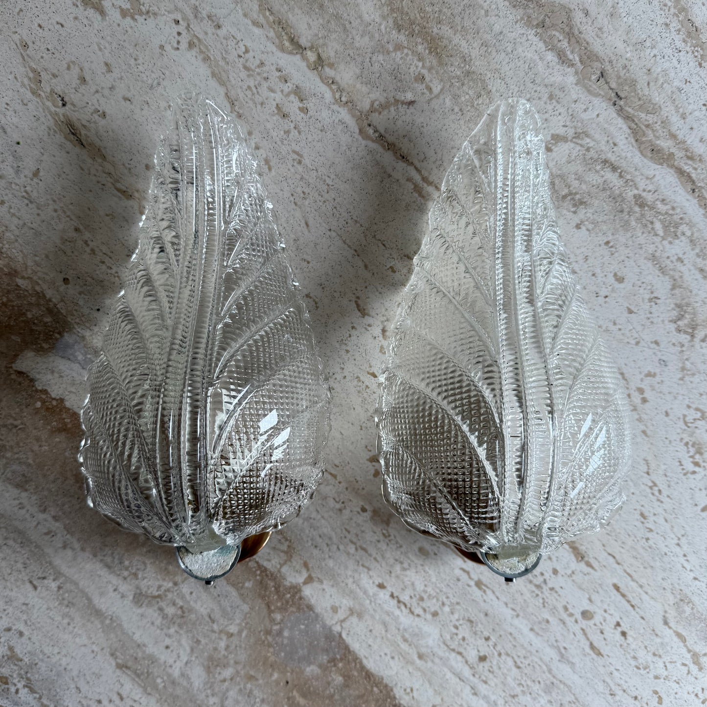 Pair of Leaf Murano Sconces