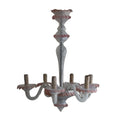 Pink and White Vintage Murano Chandelier Six Arms