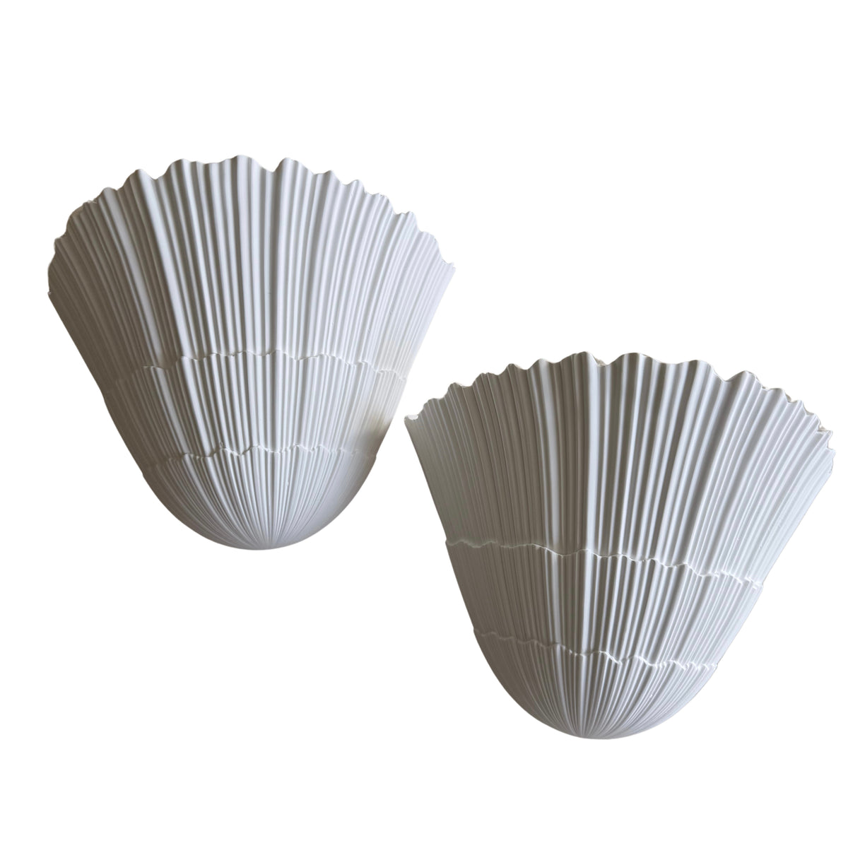 Pair of white plaster shell sconces 