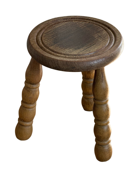 Vintage French Small Stool Light Stain