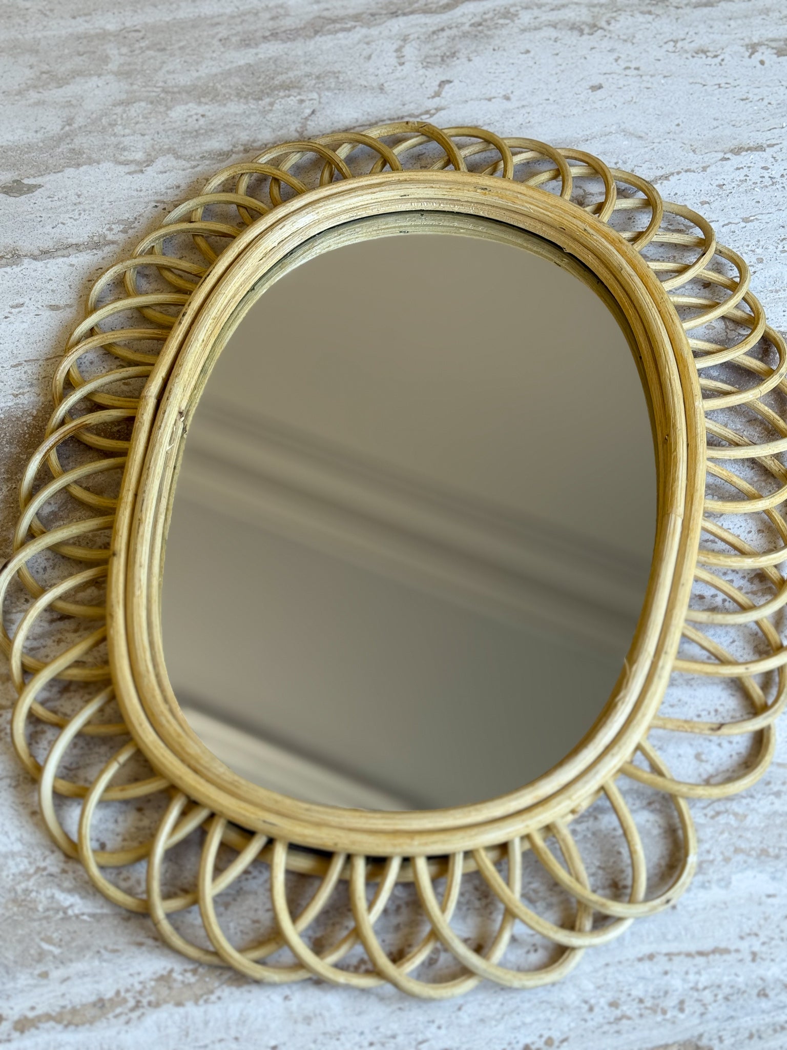 Vintage Italian Rattan Mirror
