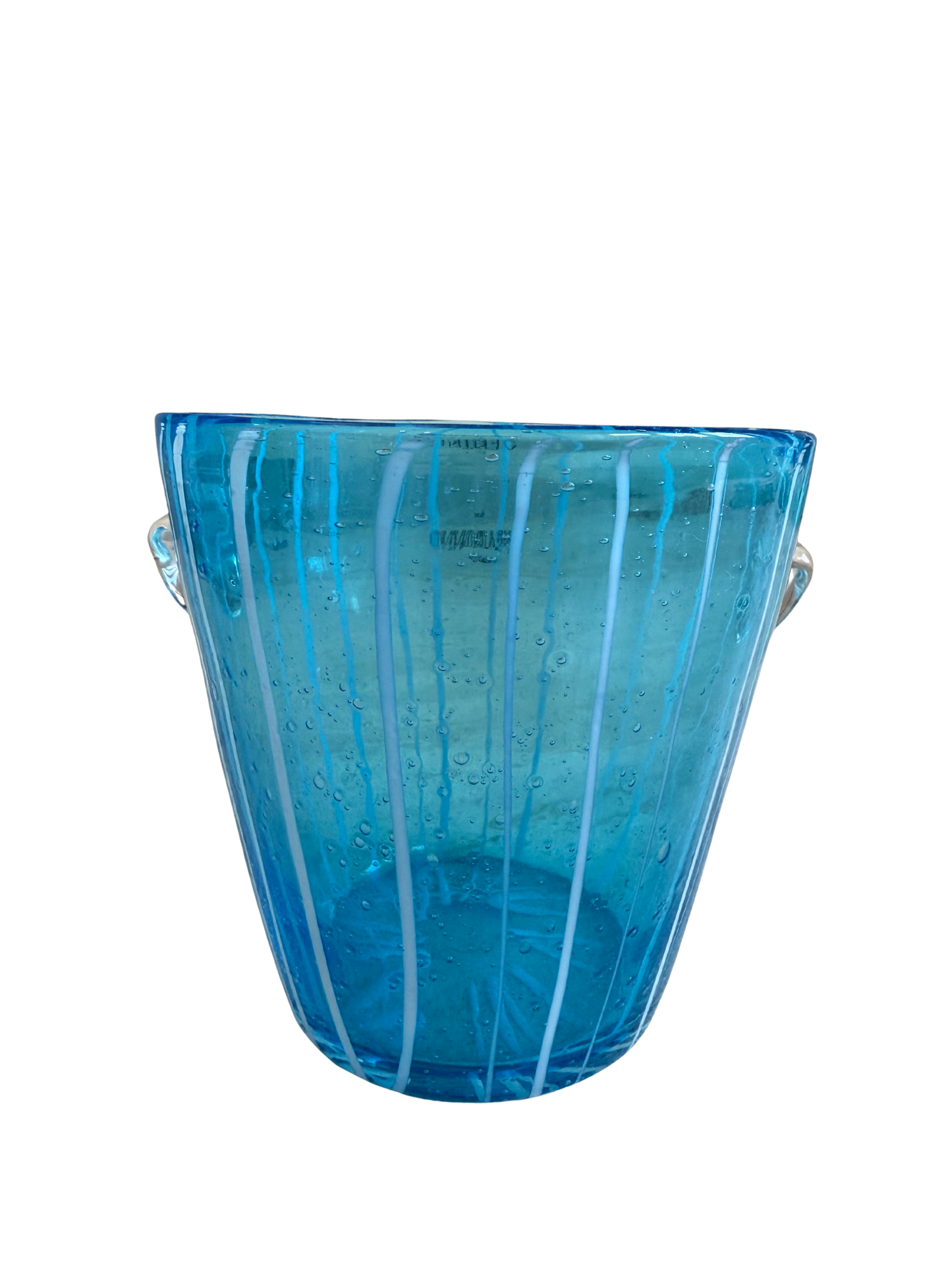 Venini Murano Blue Champagne Bucket Vase