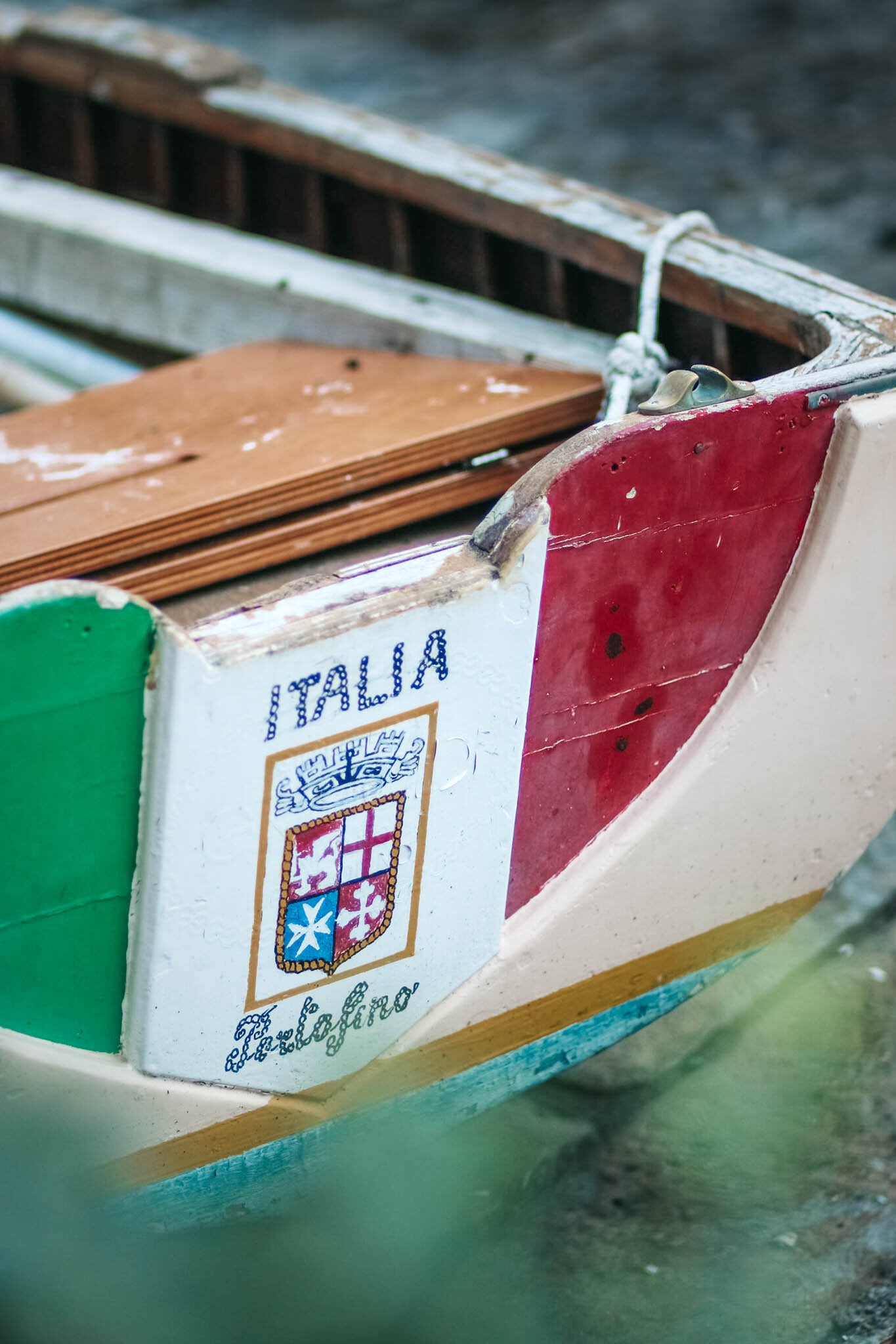 Pescatore- Portofino Italy Boat Flag Print Photography by Carla & Joel